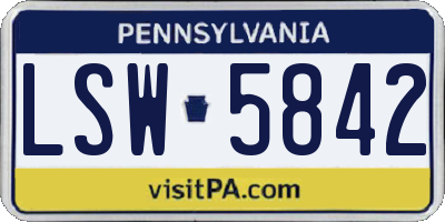 PA license plate LSW5842
