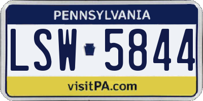 PA license plate LSW5844