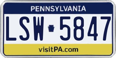 PA license plate LSW5847