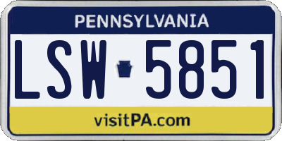 PA license plate LSW5851