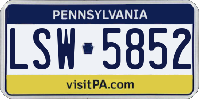 PA license plate LSW5852