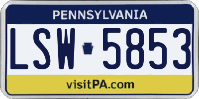 PA license plate LSW5853