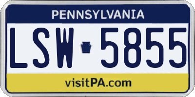 PA license plate LSW5855