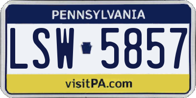 PA license plate LSW5857