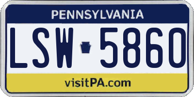 PA license plate LSW5860