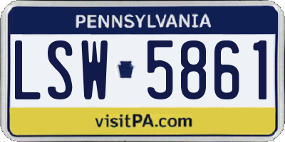PA license plate LSW5861