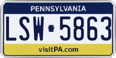 PA license plate LSW5863