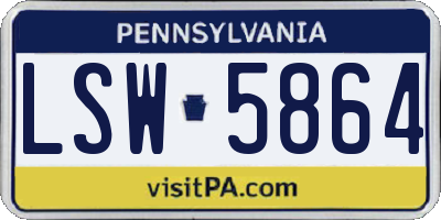 PA license plate LSW5864