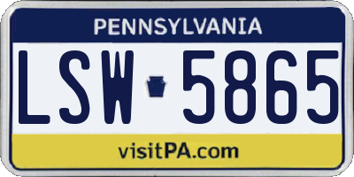 PA license plate LSW5865