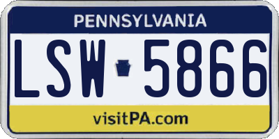 PA license plate LSW5866