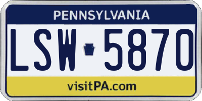 PA license plate LSW5870