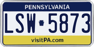 PA license plate LSW5873