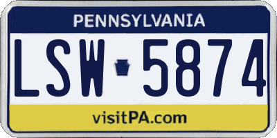 PA license plate LSW5874