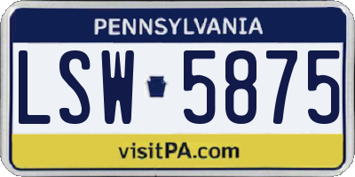 PA license plate LSW5875