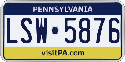 PA license plate LSW5876