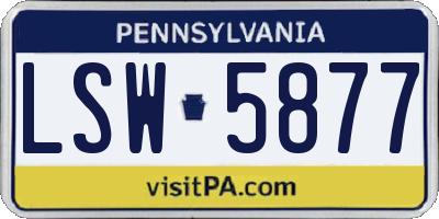 PA license plate LSW5877