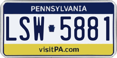 PA license plate LSW5881