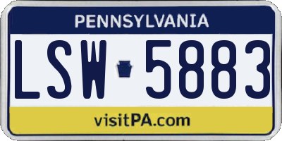 PA license plate LSW5883