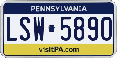 PA license plate LSW5890