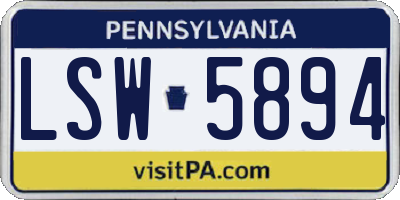 PA license plate LSW5894