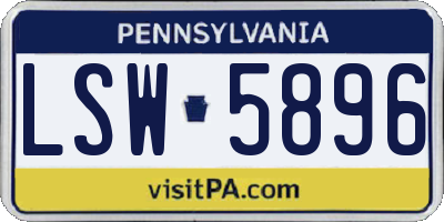 PA license plate LSW5896