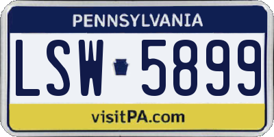 PA license plate LSW5899