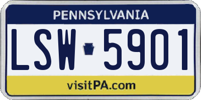 PA license plate LSW5901