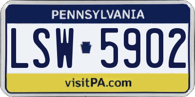 PA license plate LSW5902