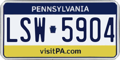 PA license plate LSW5904