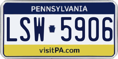 PA license plate LSW5906