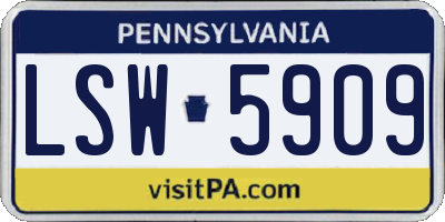 PA license plate LSW5909