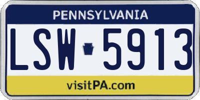 PA license plate LSW5913