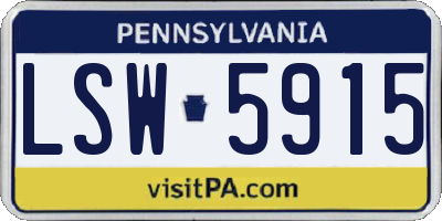 PA license plate LSW5915