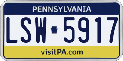 PA license plate LSW5917