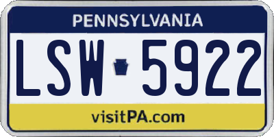 PA license plate LSW5922