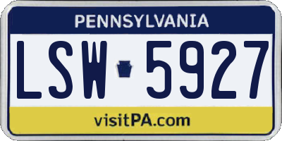 PA license plate LSW5927