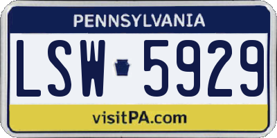 PA license plate LSW5929