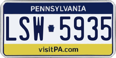 PA license plate LSW5935