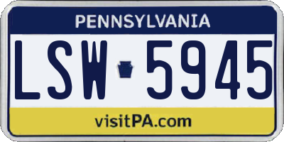 PA license plate LSW5945