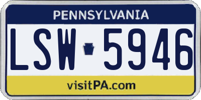 PA license plate LSW5946