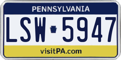 PA license plate LSW5947