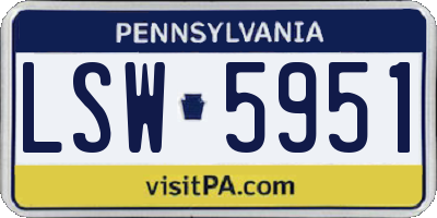 PA license plate LSW5951