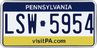 PA license plate LSW5954