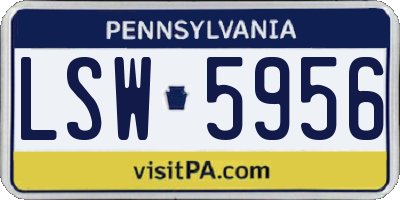 PA license plate LSW5956