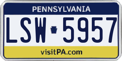 PA license plate LSW5957