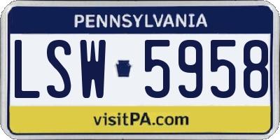 PA license plate LSW5958