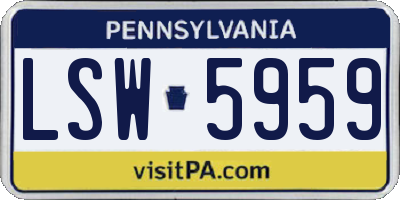 PA license plate LSW5959