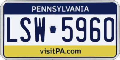 PA license plate LSW5960