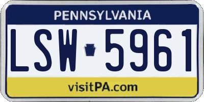 PA license plate LSW5961