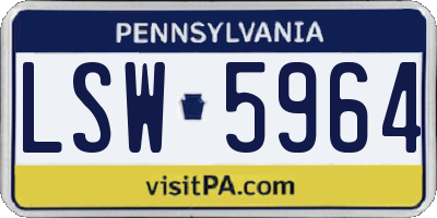 PA license plate LSW5964